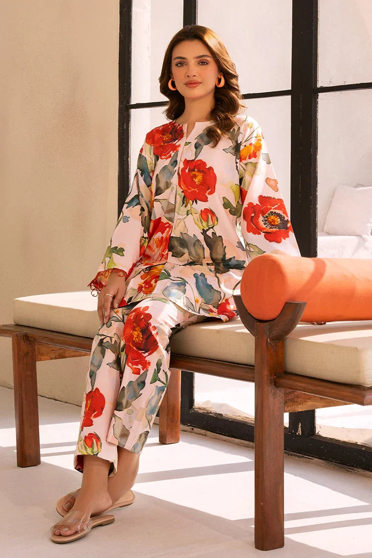 Picture of Noosh - Lawn Collection Vol I - Peach Rosette - Available at Raja Sahib