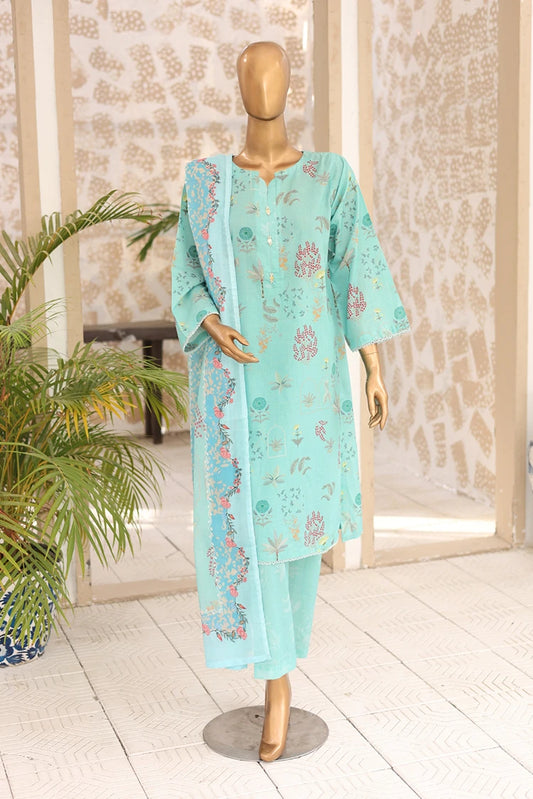 Suntex Fabrics - Aqua Printed Lawn Suit with Dupatta - 3 Piece