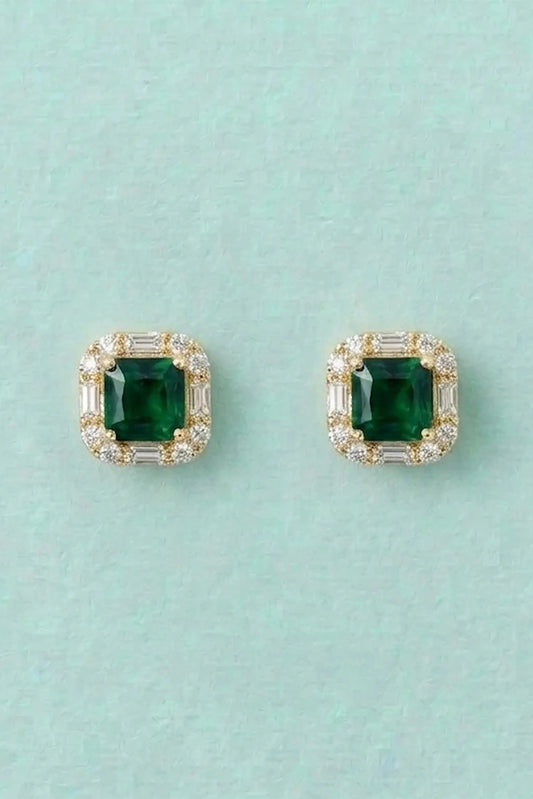 Pastels - Emerald Regal Halo Studs - [A]E587