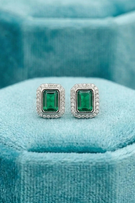 Pastels - Crystal Green Velvet Earrings - [A]E601