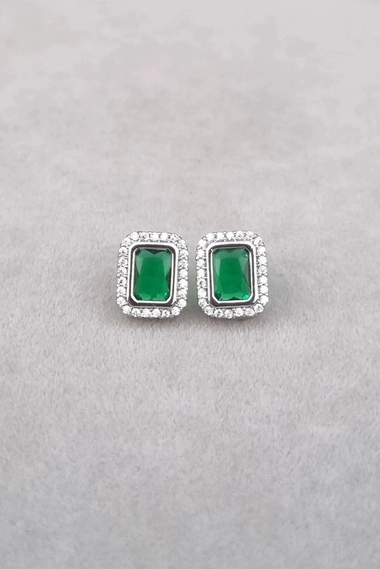 Picture of Pastels - Crystal Green Velvet Earrings - [A]E601 - Available at Raja Sahib