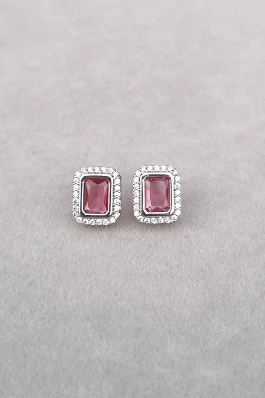 Picture of Pastels - Crystal Ruby Velvet Earrings - [A]E603 - Available at Raja Sahib