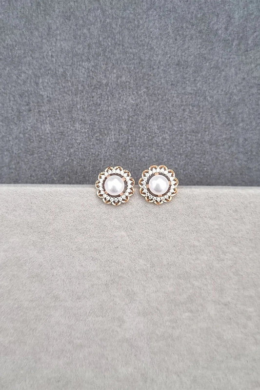 Picture of Pastels - Rose Gold Pearl Studs - [A]E605 - Available at Raja Sahib