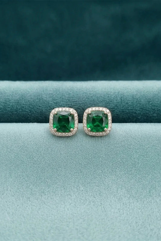 Pastels - Royal Emerald Halo Studs - [A]E607