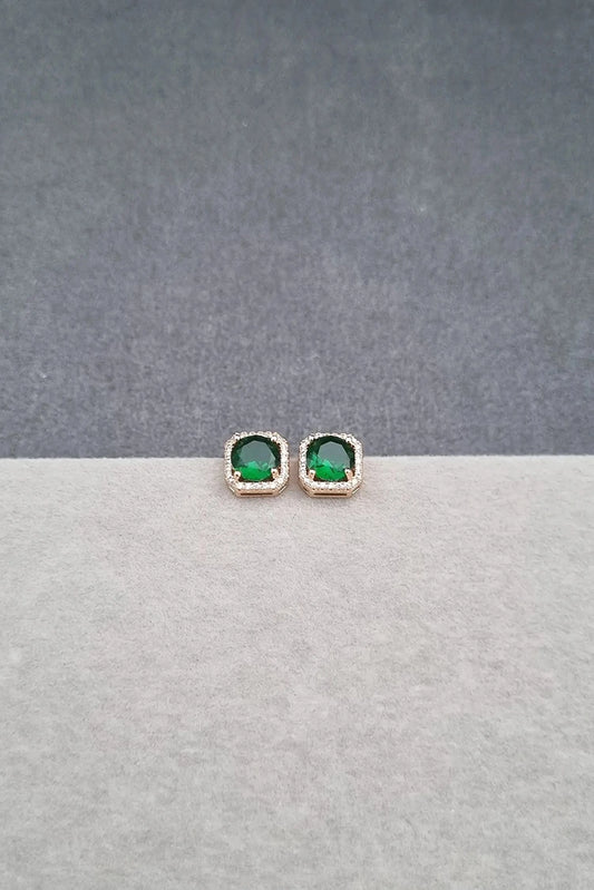 Picture of Pastels - Royal Emerald Halo Studs - [A]E607 - Available at Raja Sahib
