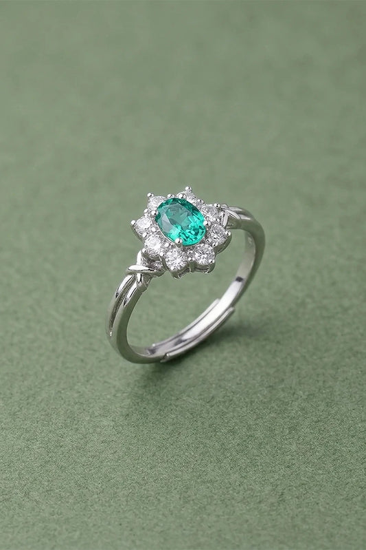 Pastels - Oval Floral Halo Adjustable Ring - [A]R116