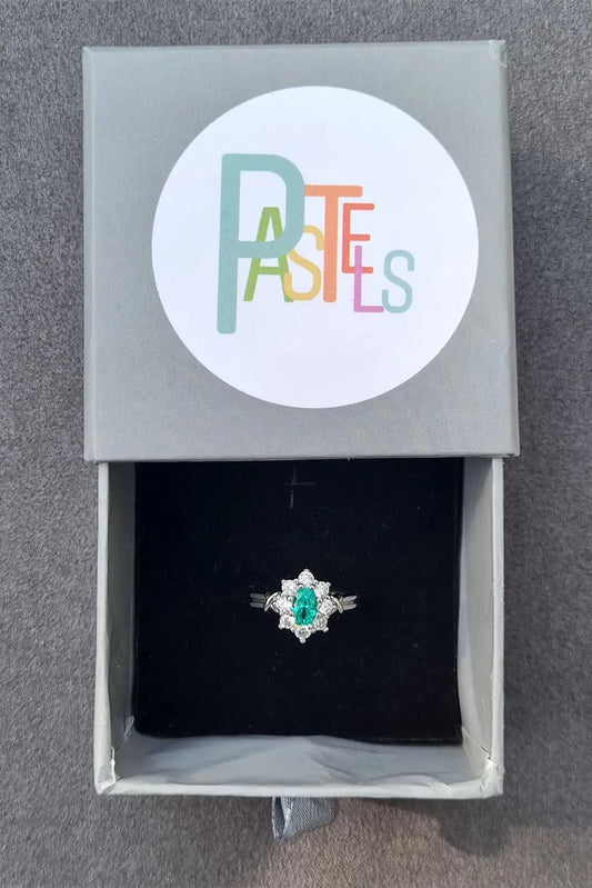 Picture of Pastels - Oval Floral Halo Adjustable Ring - [A]R116 - Available at Raja Sahib