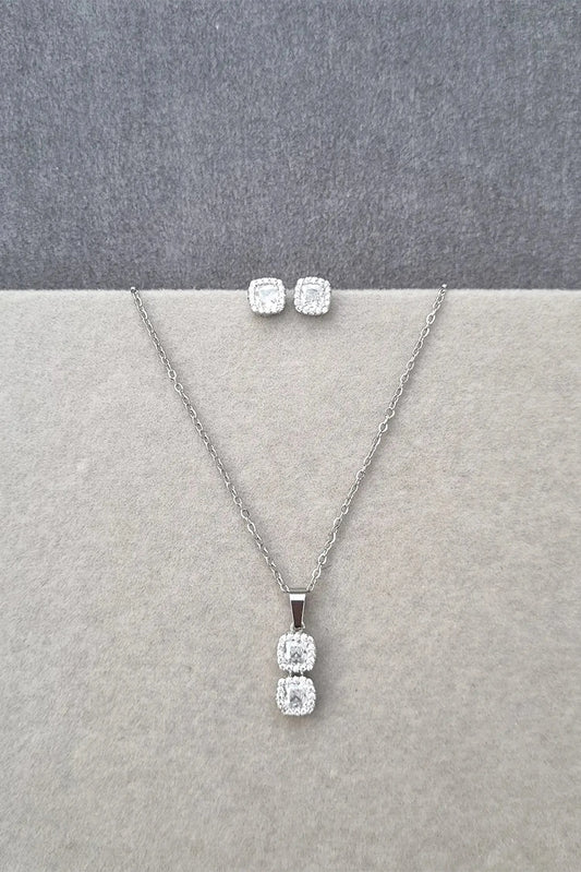 Picture of Pastels - Diamond Aura Double Square Silver Set - [A]S078 - Available at Raja Sahib