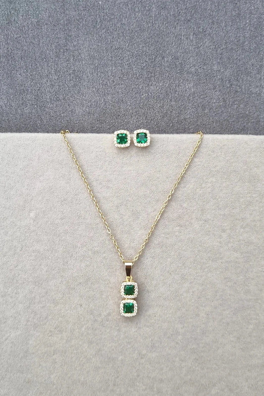 Picture of Pastels - Golden Aura Double Square Emerald Set - [A]S079 - Available at Raja Sahib