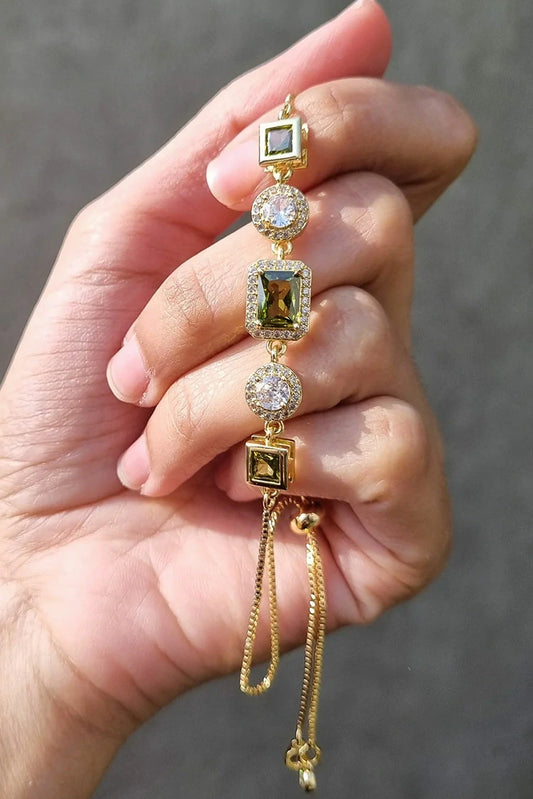 Picture of Pastels - Green Gemstone Charm Bracelet - [H]B113 - Available at Raja Sahib