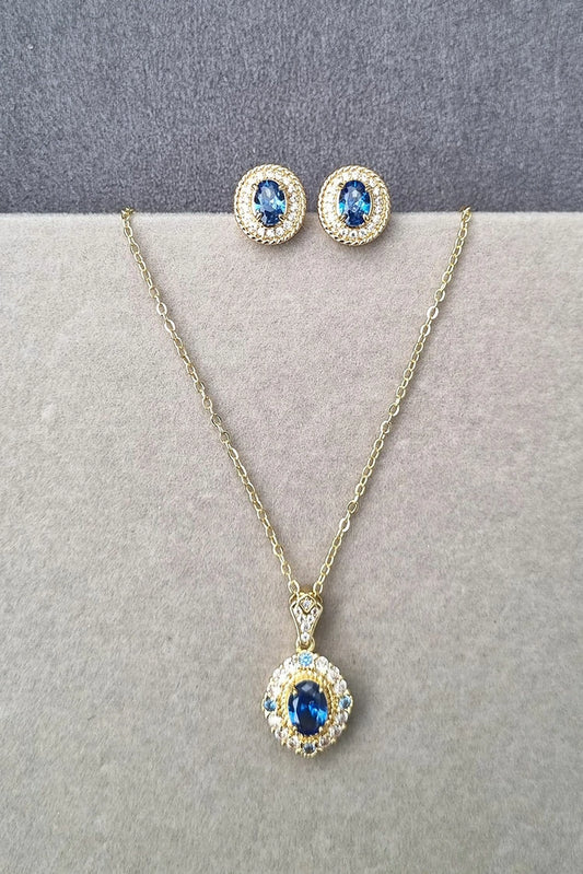 Picture of Pastels - Blue Ocean Breeze Earrings & Necklace Jewelry Set - [H]S065 - Available at Raja Sahib