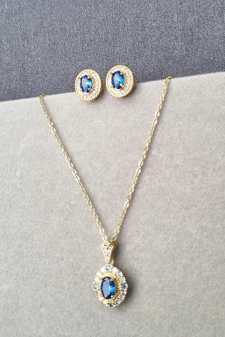 Picture of Pastels - Blue Ocean Breeze Earrings & Necklace Jewelry Set - [H]S065 - Available at Raja Sahib