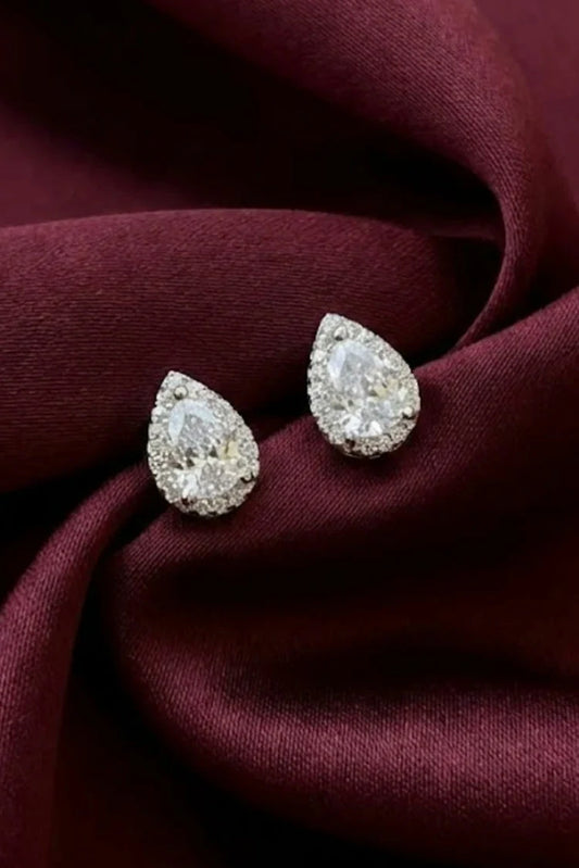 Picture of Pastels - Teardrop Diamond Stud Earrings - [M]E542 - Available at Raja Sahib