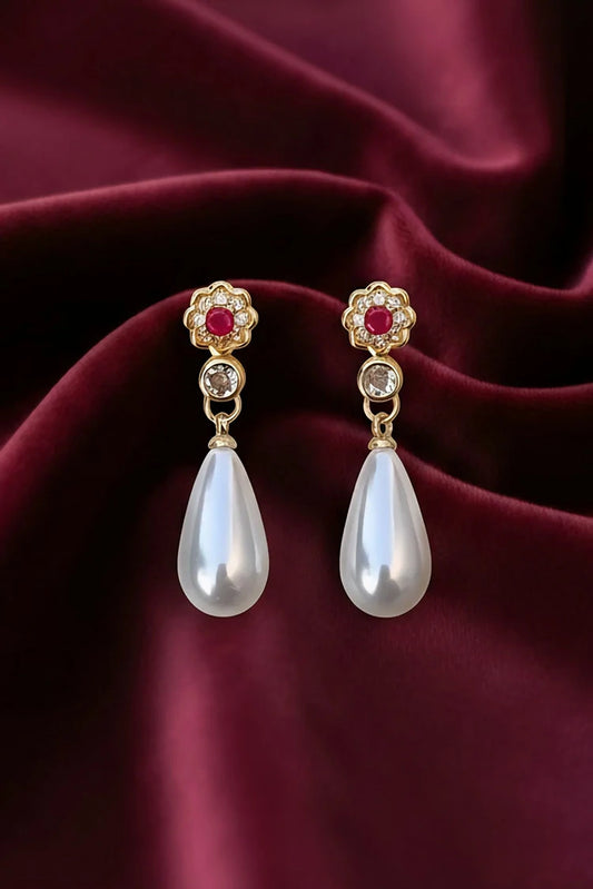 Picture of Pastels - Pearl Blossom Drop Earrings - [M]E556 - Available at Raja Sahib