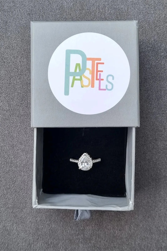 Picture of Pastels - Pear-Cut Halo Adjustable Ring - [M]R113 - Available at Raja Sahib