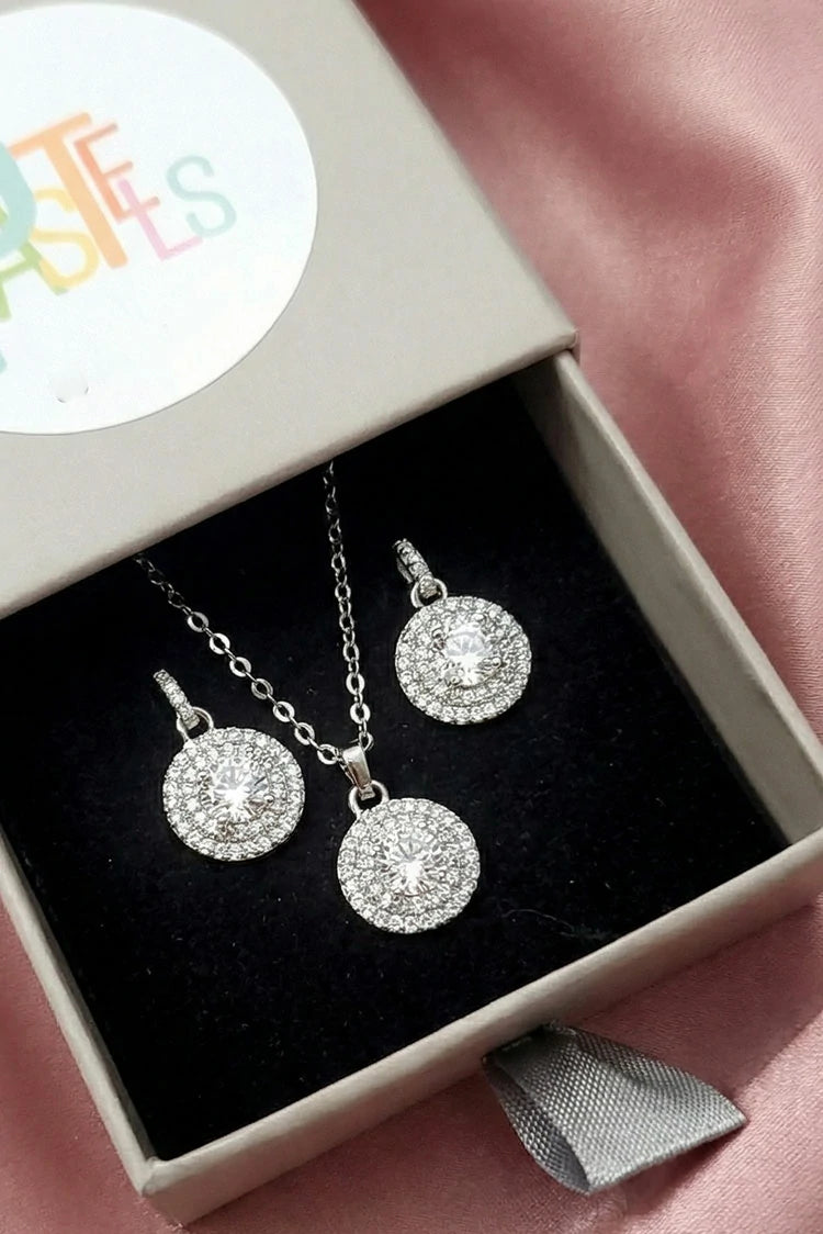 Picture of Pastels - Diamond Disc Duo Jewelry Set - [S024] - Available at Raja Sahib