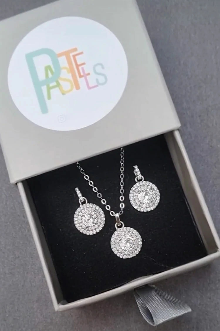 Picture of Pastels - Diamond Disc Duo Jewelry Set - [S024] - Available at Raja Sahib