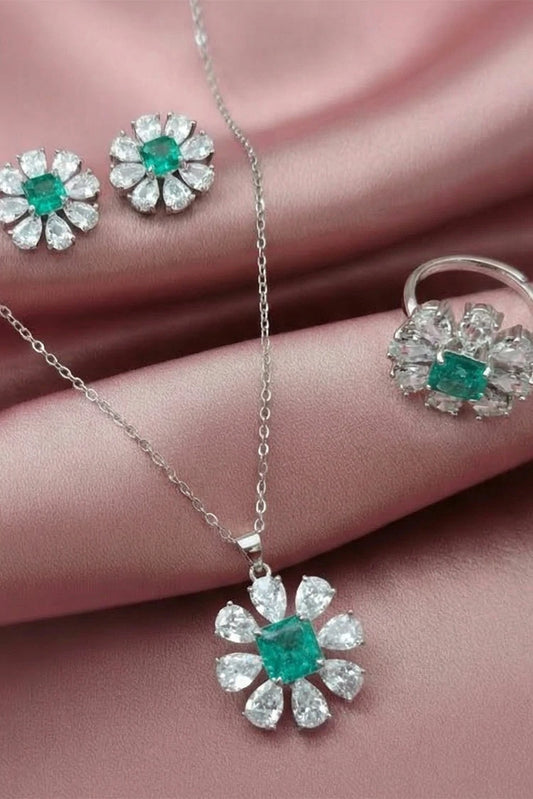 Picture of Pastels - Daisy Dream Set; Earrings, Necklace & Ring - S028 - Available at Raja Sahib