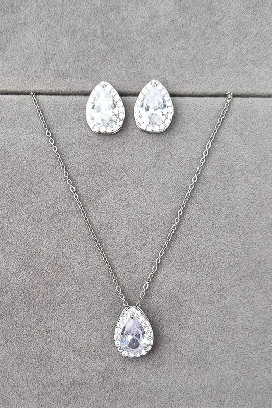 Picture of Pastels - Crystal Teardrop Earrings & Necklace Set - S036 - Available at Raja Sahib
