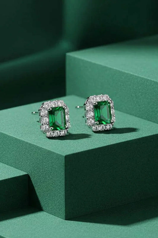 Picture of Pastels - Jade-Glow Diamond-Rim Earrings - [S]E537 - Available at Raja Sahib