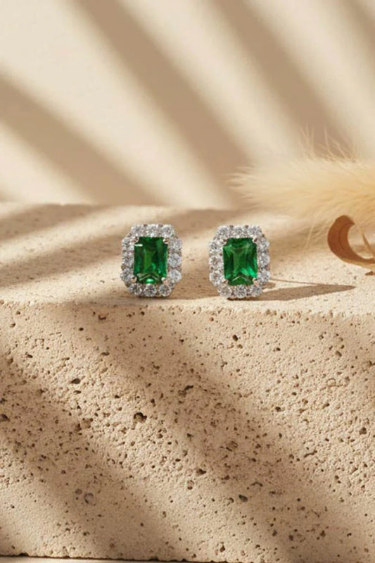 Picture of Pastels - Jade-Glow Diamond-Rim Earrings - [S]E537 - Available at Raja Sahib