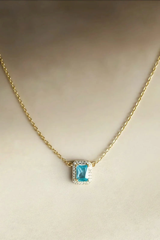 Picture of Pastels - Cushion Cut Blue Topaz Necklace - [S]N168 - Available at Raja Sahib