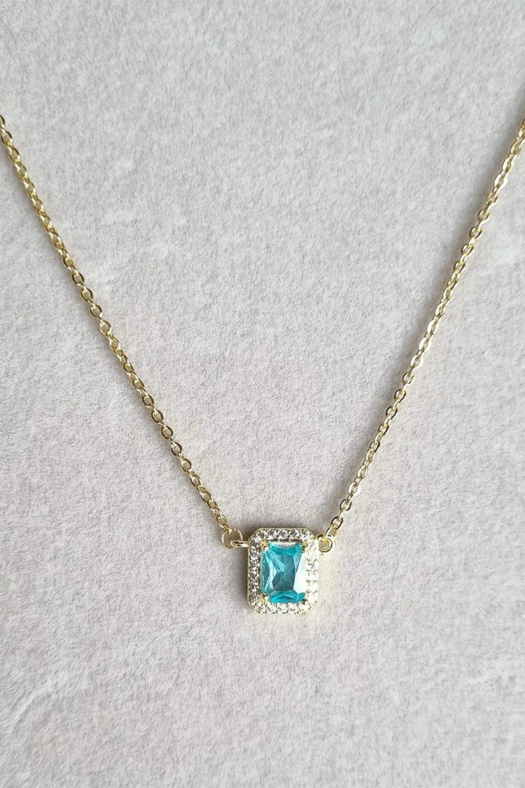 Picture of Pastels - Cushion Cut Blue Topaz Necklace - [S]N168 - Available at Raja Sahib