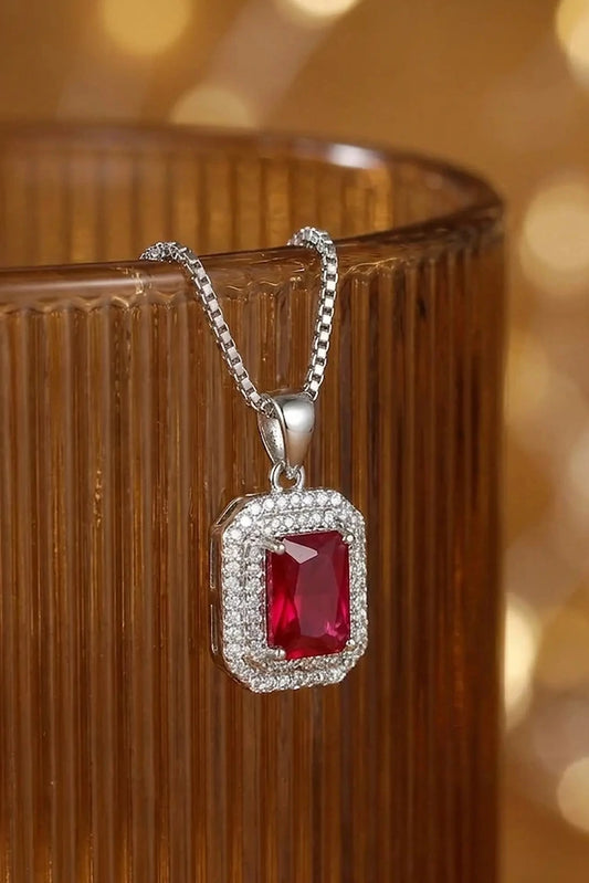Picture of Pastels - Royal Ruby Rectangle Necklace - [S]N206 - Available at Raja Sahib