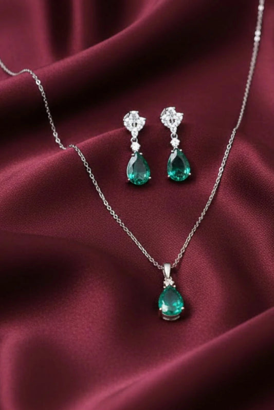 Picture of Pastels - Emerald Teardrop Elegance Set - [S]S067 - Available at Raja Sahib