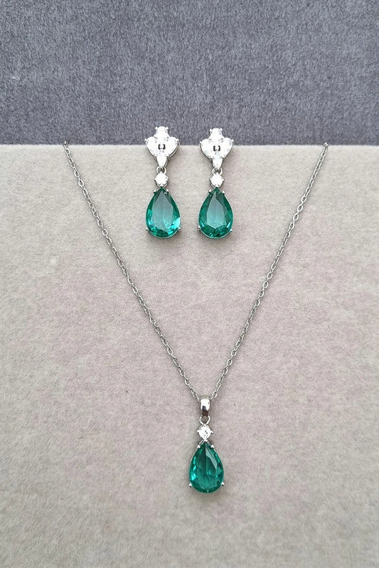 Picture of Pastels - Emerald Teardrop Elegance Set - [S]S067 - Available at Raja Sahib