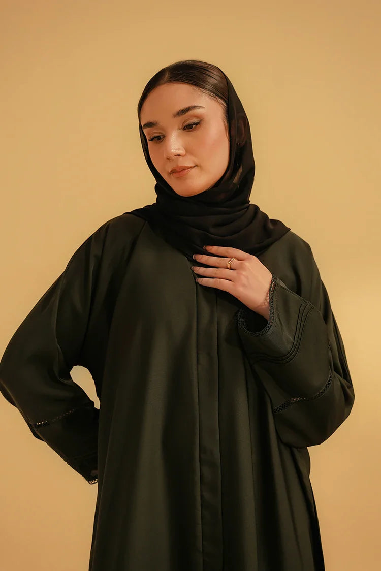 Picture of Divinely Crafted - Basic Pleat Abaya - Dark Green - Available at Raja Sahib