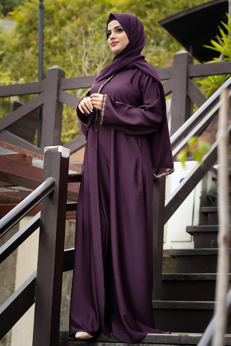 Picture of <!--fe-->Malbus - Plain - Abaya - Raisin Purple - Available at Raja Sahib