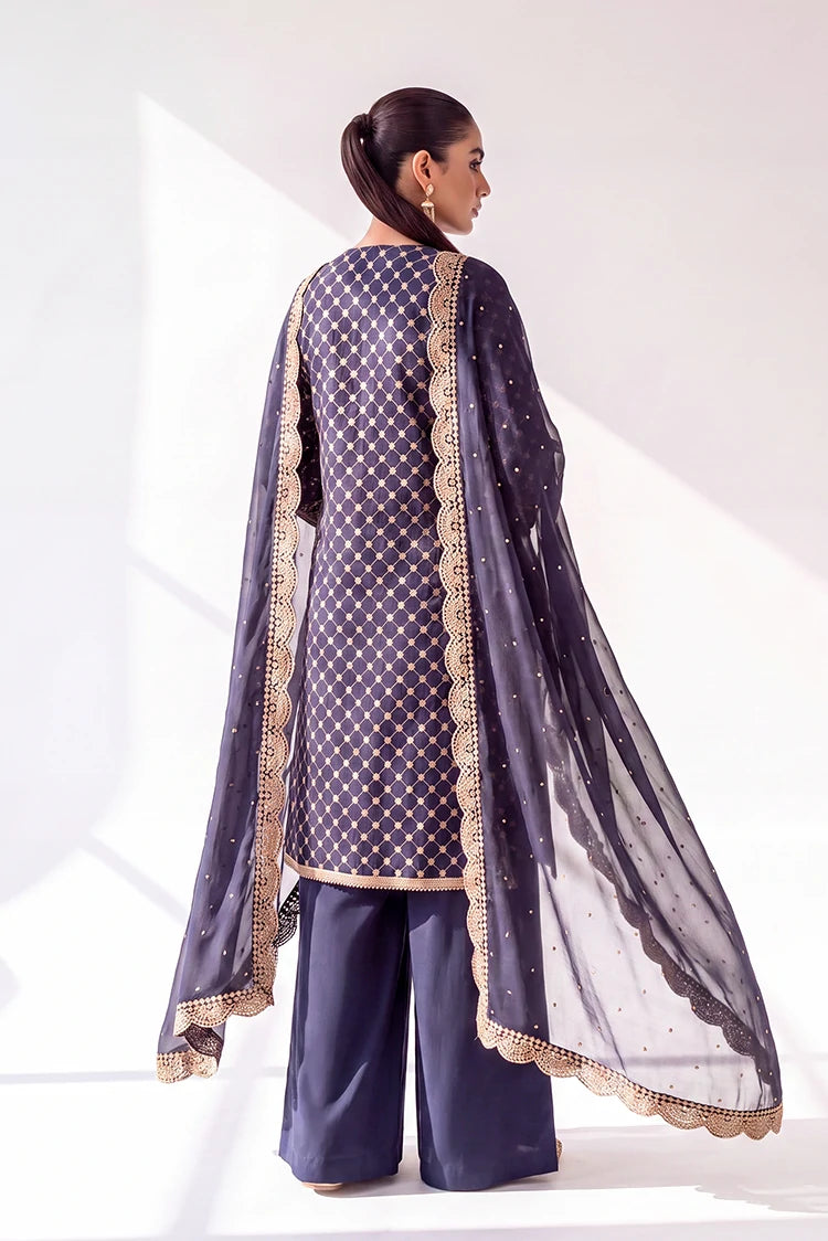 Picture of Ramira - Sheesh Mahal - Navy Blue Jacquard - Available at Raja Sahib