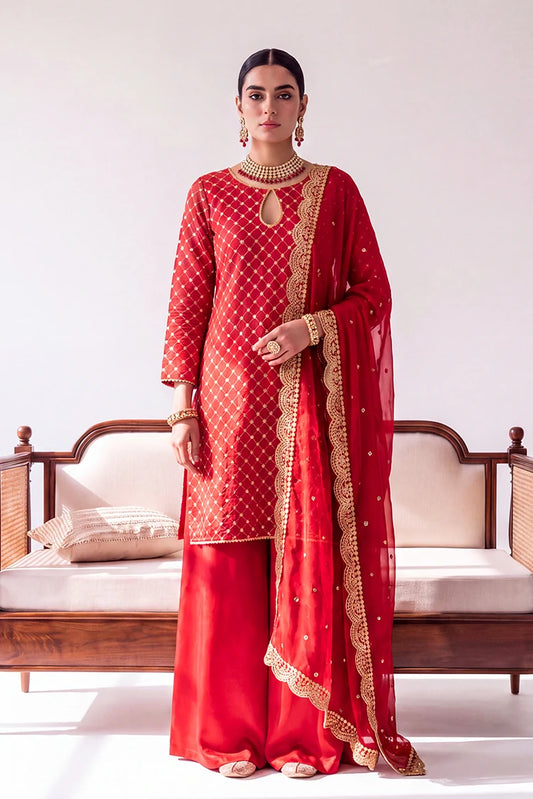 Picture of Ramira - Sheesh Mahal - Red Jacquard - Available at Raja Sahib