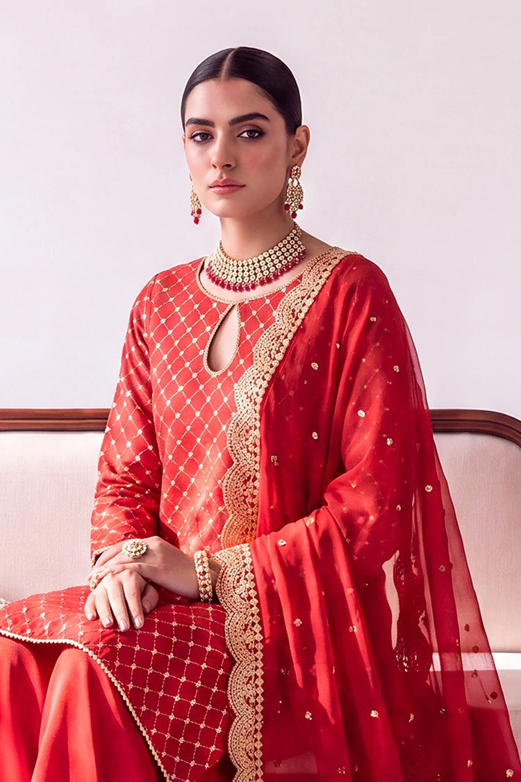 Picture of Ramira - Sheesh Mahal - Red Jacquard - Available at Raja Sahib
