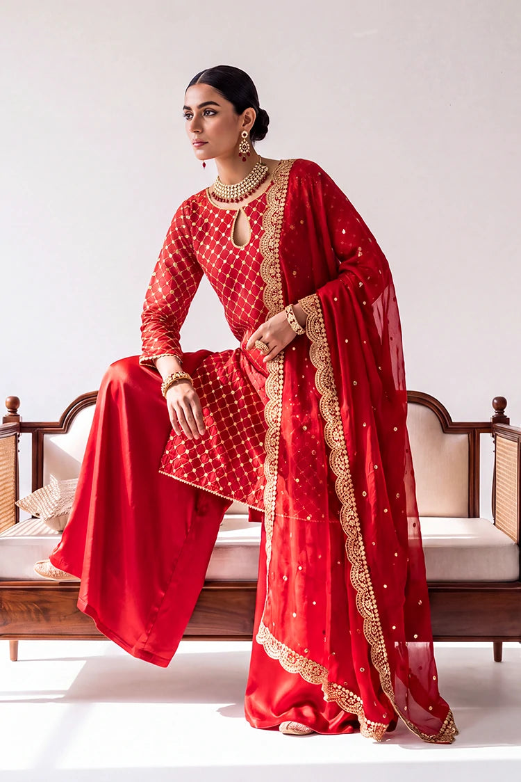 Picture of Ramira - Sheesh Mahal - Red Jacquard - Available at Raja Sahib