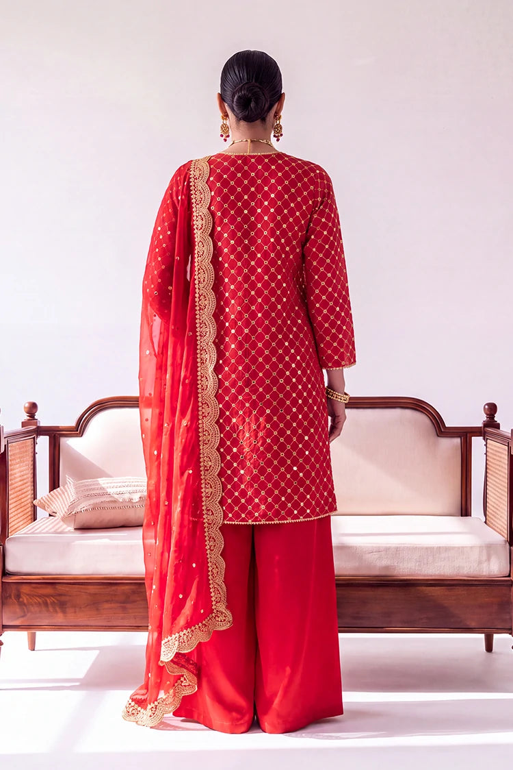 Picture of Ramira - Sheesh Mahal - Red Jacquard - Available at Raja Sahib