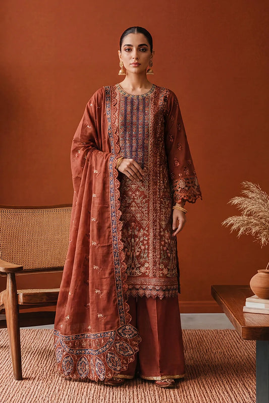 Picture of Ramira - Lamha Festive - Rust Angrakha - Available at Raja Sahib