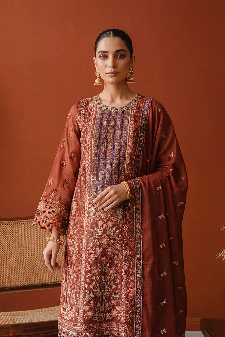 Picture of Ramira - Lamha Festive - Rust Angrakha - Available at Raja Sahib