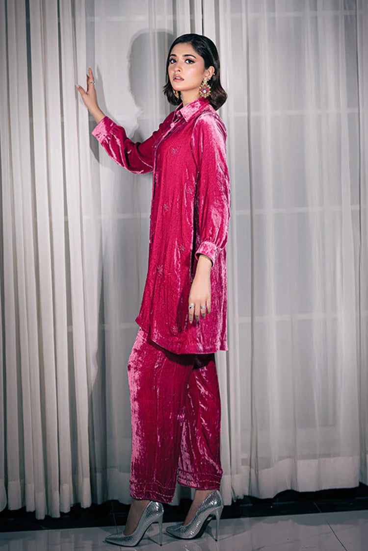 Picture of RJ'S Pret - Velours Exclusive Velvet Collection - Barbie Pink - Available at Raja Sahib