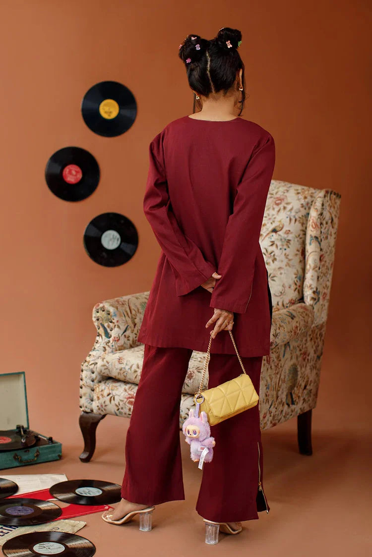 Picture of Ombrella - Retro Motion - 2 Piece - Maroon Melody - Available at Raja Sahib