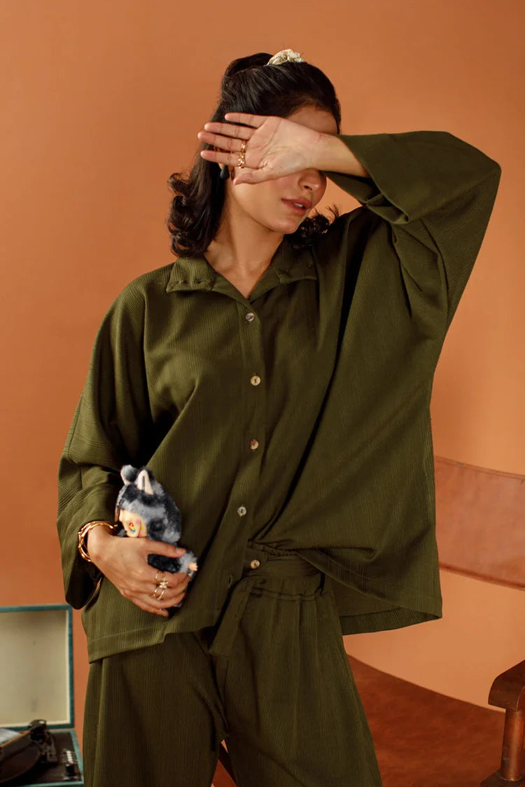 Picture of Ombrella - Retro Motion - 2 Piece - Olive Muse - Available at Raja Sahib