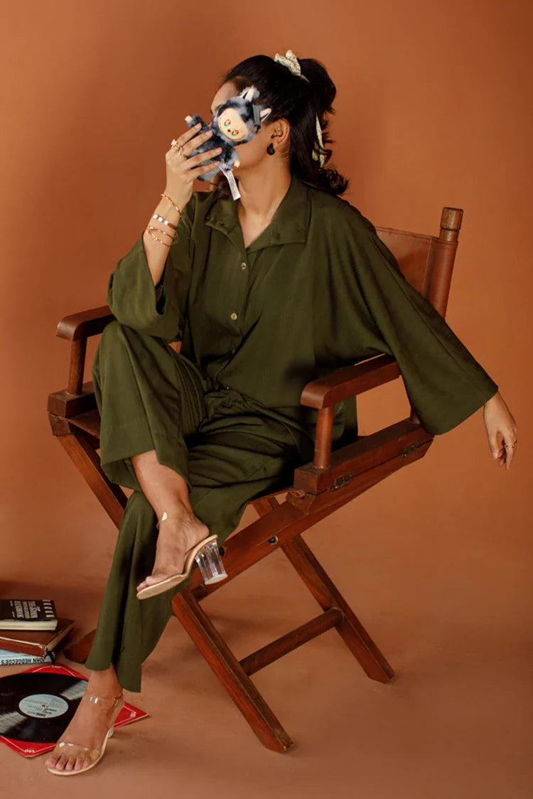 Picture of Ombrella - Retro Motion - 2 Piece - Olive Muse - Available at Raja Sahib