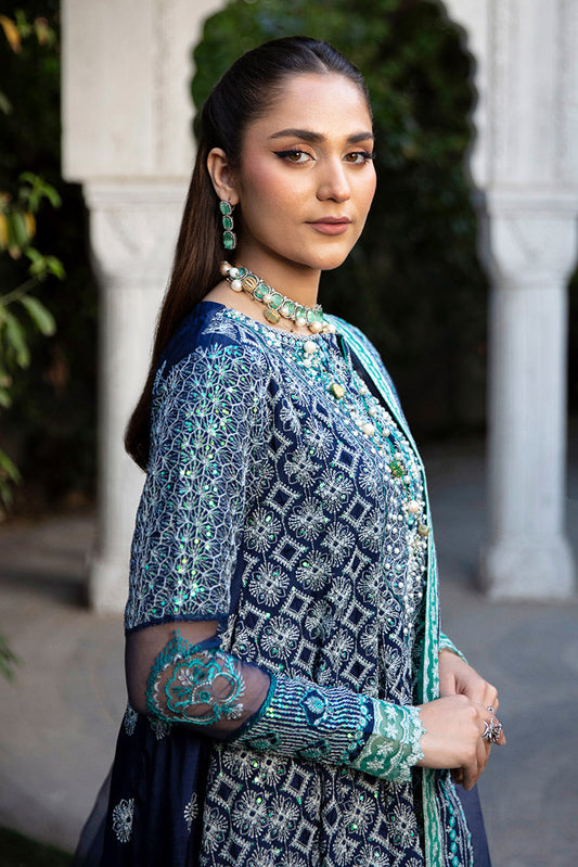 Picture of Maria Osama Khan - Rang e Noor Luxury Pret Collection - Nargis Navy Blue - Available at Raja Sahib