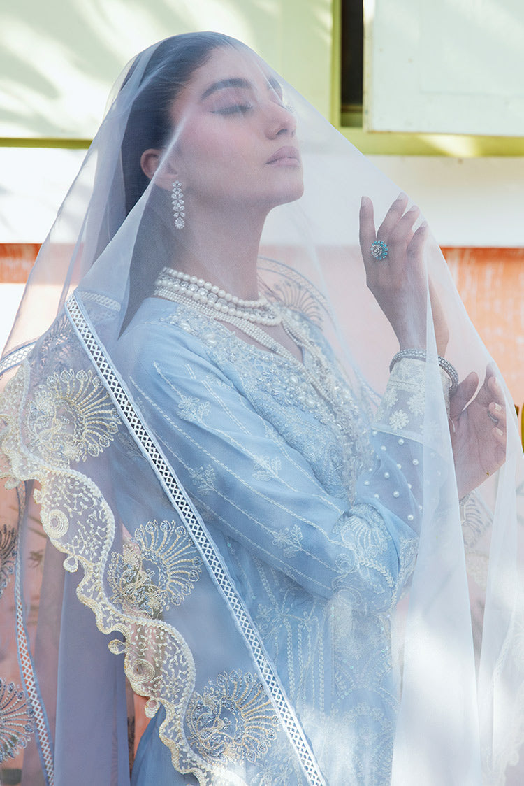 Picture of Maria Osama Khan - Rang e Noor Luxury Pret Collection - Sumbul Sky Blue - Available at Raja Sahib