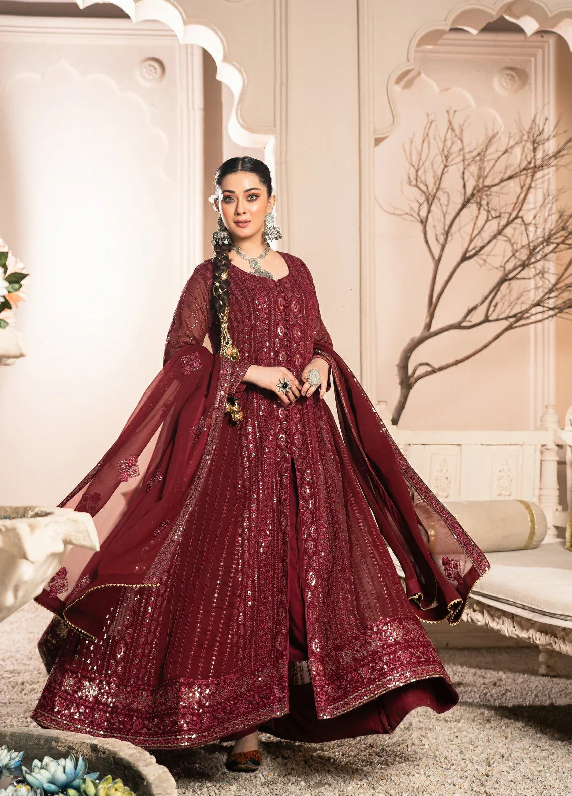 Picture of Abaan Zohan - Rang e Haya Collection - Zeno Maroon - Available at Raja Sahib