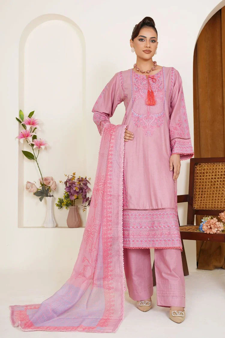 Picture of Threads & Weaves - Embroidered Lawn 3 Piece Suit - Blush Pink - Available at Raja Sahib