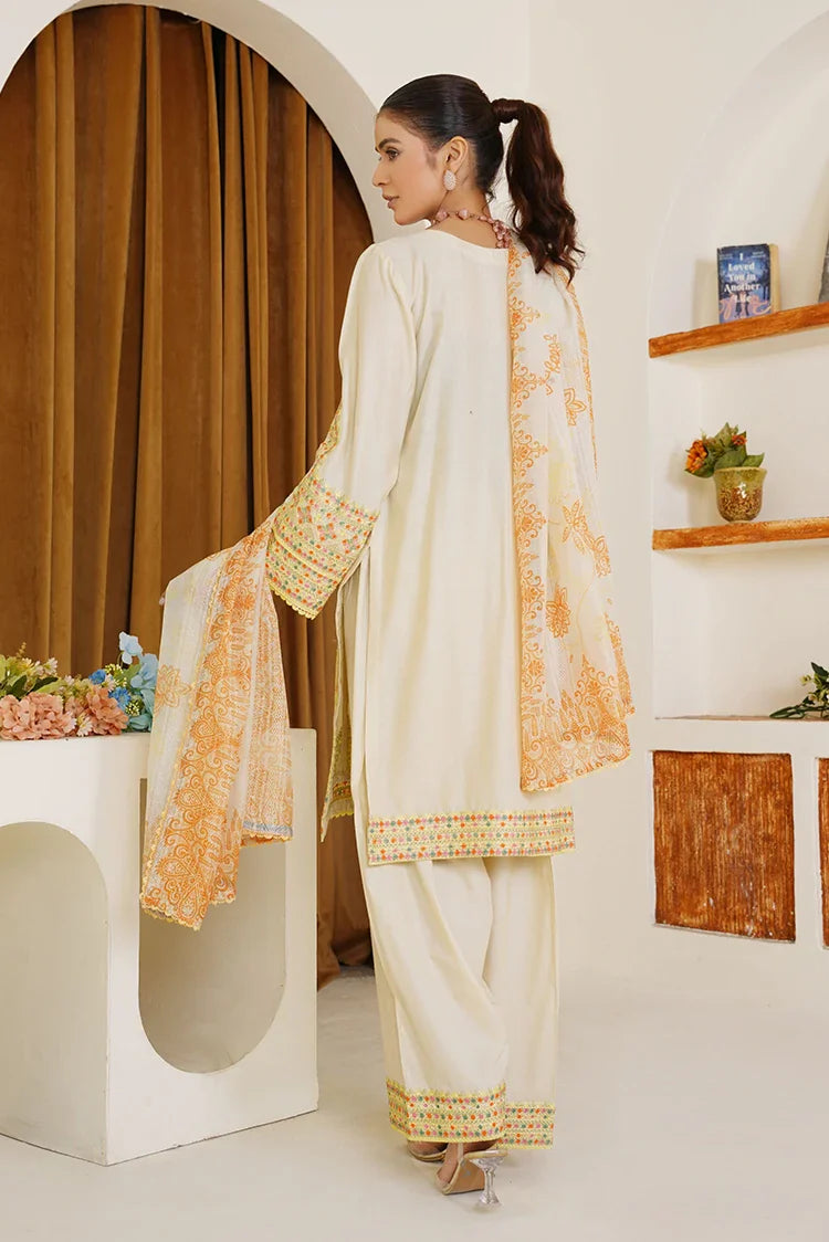 Picture of Threads & Weaves - Embroidered Lawn 3 Piece Suit - Citrus - Available at Raja Sahib