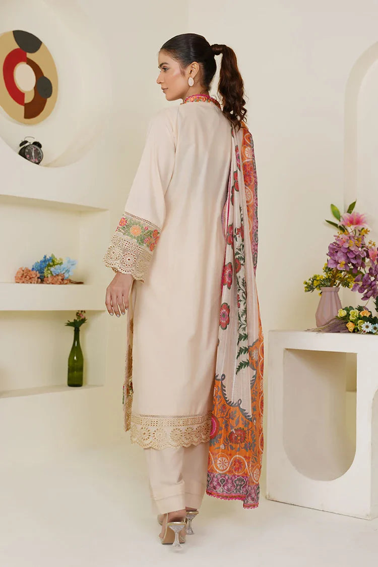 Picture of Threads & Weaves - Embroidered Lawn 3 Piece Suit - Ivory Cream - Available at Raja Sahib