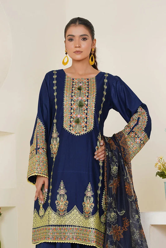 Picture of Threads & Weaves - Embroidered Lawn 3 Piece Suit - Royal Blue - Available at Raja Sahib